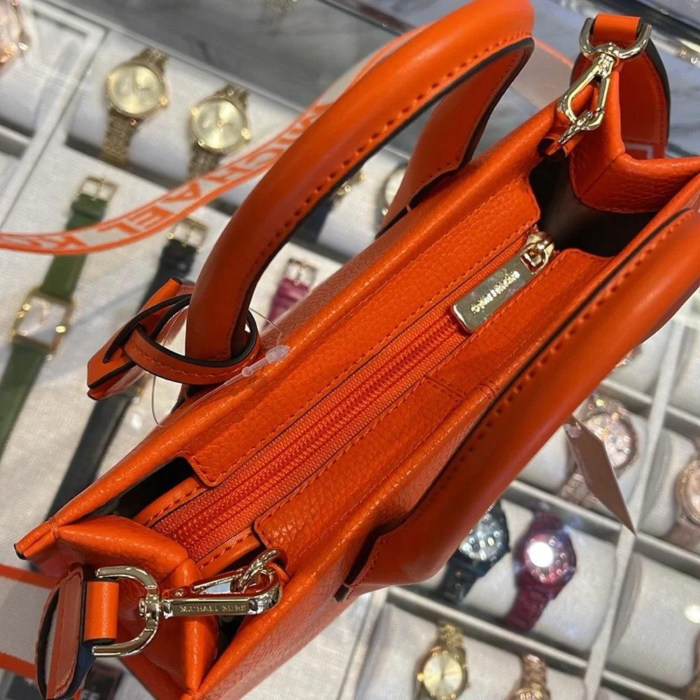 MICHAEL KORS
Mirella Small Pebbled Leather Crossbody Bag Tote 
Poppy 
NWT - Picture 9 of 16